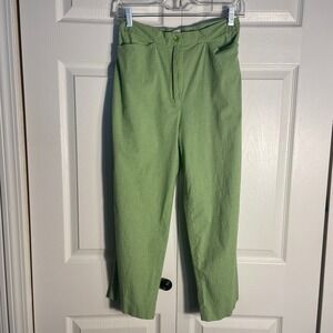 Herman Geist Pants Petite 26" Waist Green Gingham Straight Leg High Rise Cropped